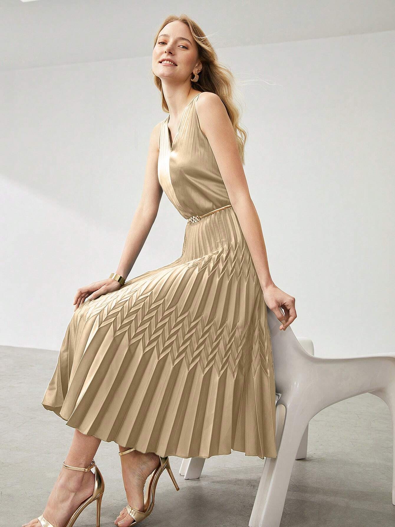 Vestido Plissado Midi - CHARM