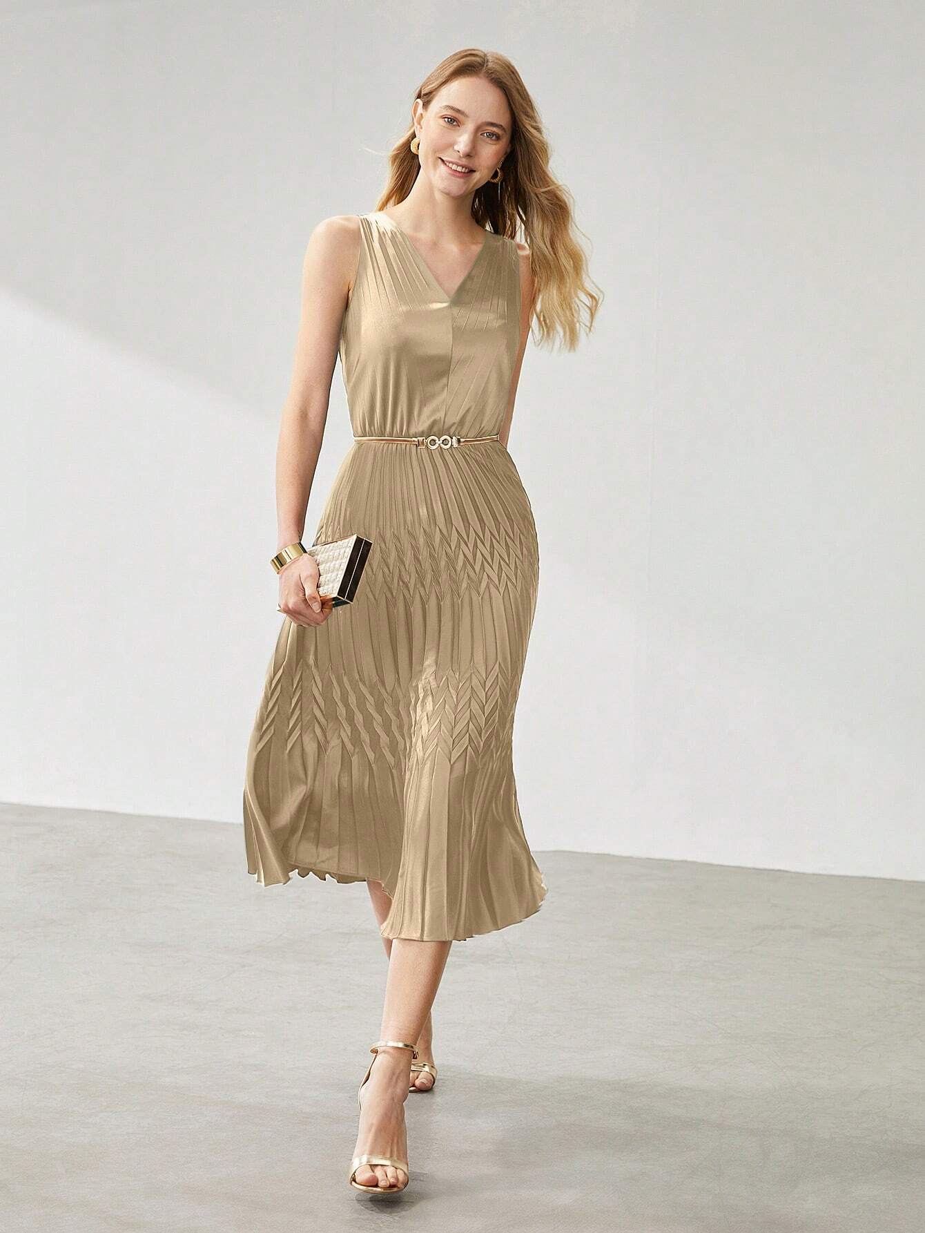Vestido Plissado Midi - CHARM