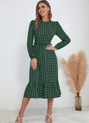 Vestido Bolinhas Manga Longa