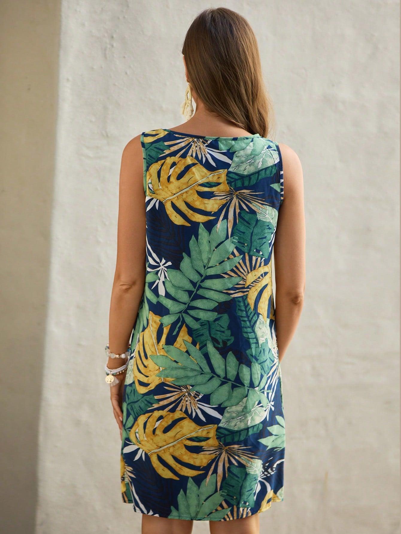 Estampa Vestido Tropical Tank - CHARM